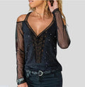 Lara | Lace Stitched V-neck Top