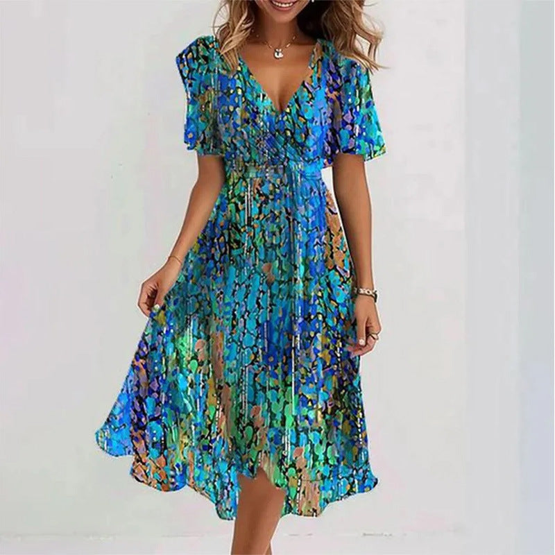 Amora | Flowers V-neck Dress Summer