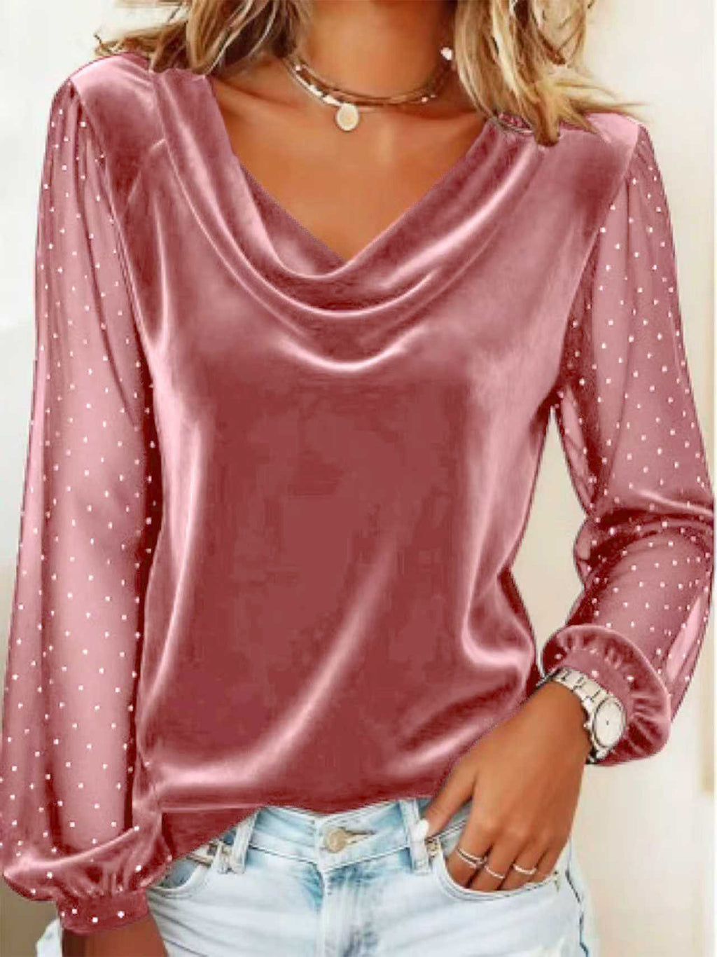 Lara | V-neck Velvet T-Shirt