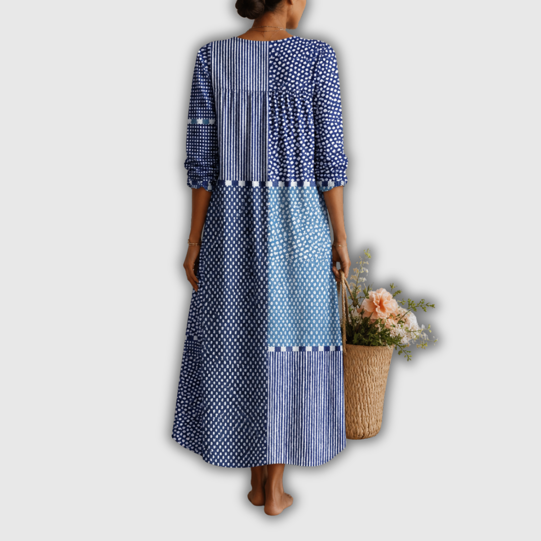 Diana | Vestido de lino retro multicolor