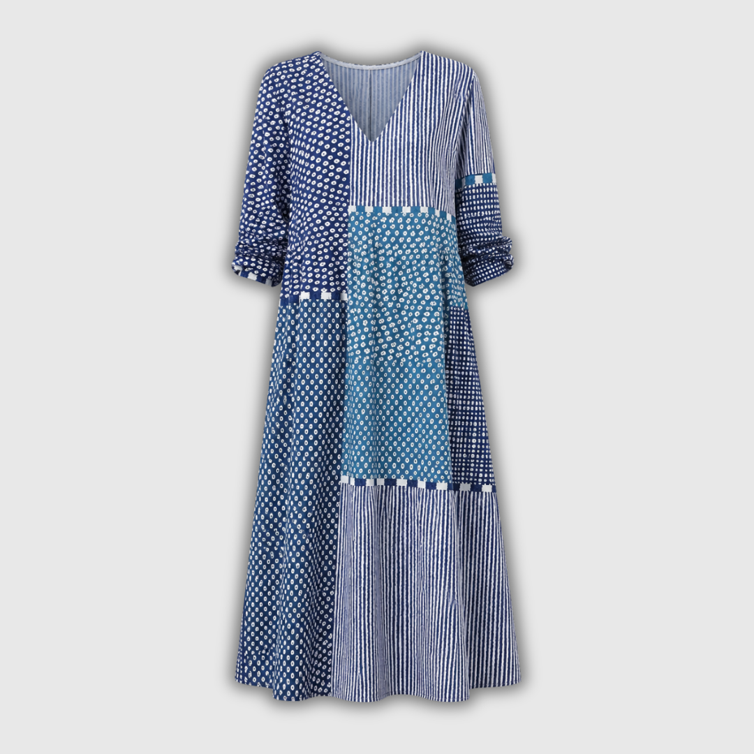 Diana | Vestido de lino retro multicolor