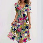 Amora | Flowers V-neck Dress Summer