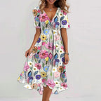 Amora | Flowers V-neck Dress Summer