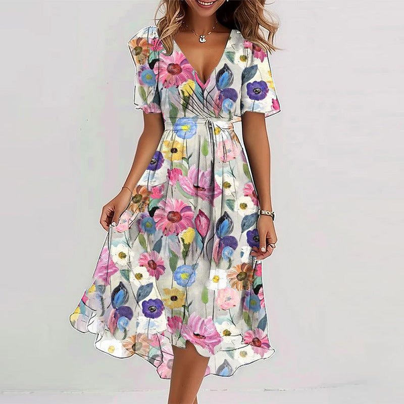 Amora | Flowers V-neck Dress Summer