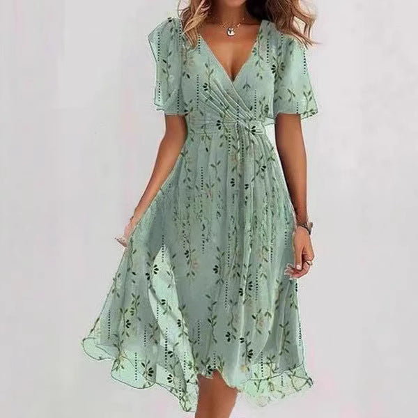Amora | Flowers V-neck Dress Summer