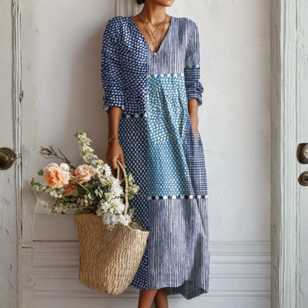 Diana | Vestido de lino retro multicolor