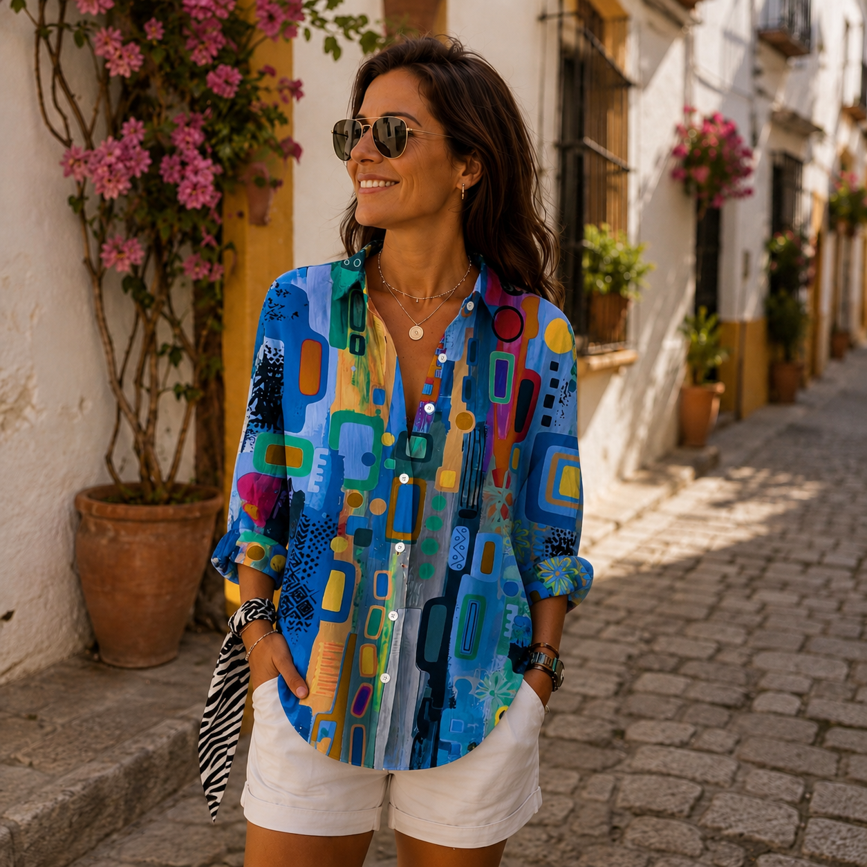 Martina | Blusa abstracta multicolor