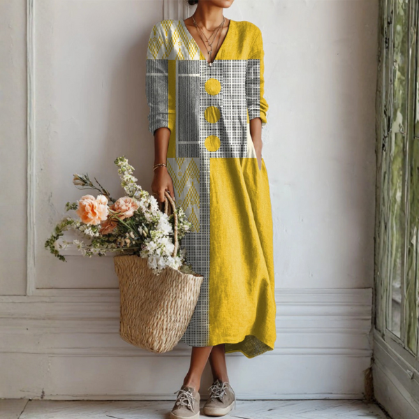 Camila | Vestido de lino relajado multicolor