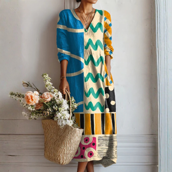 Isabel | Vestido relajado estampado multicolor