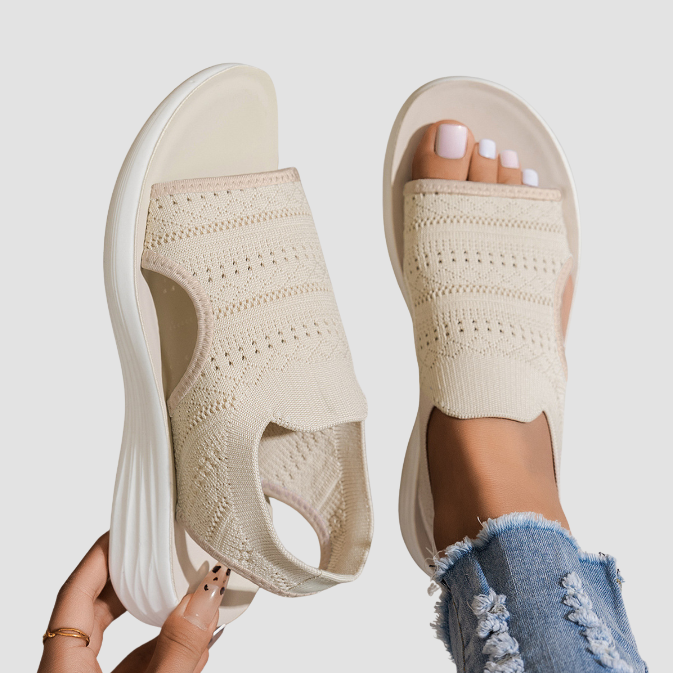 Sara | Sandalias con plataforma, de punto transpirable para mujer