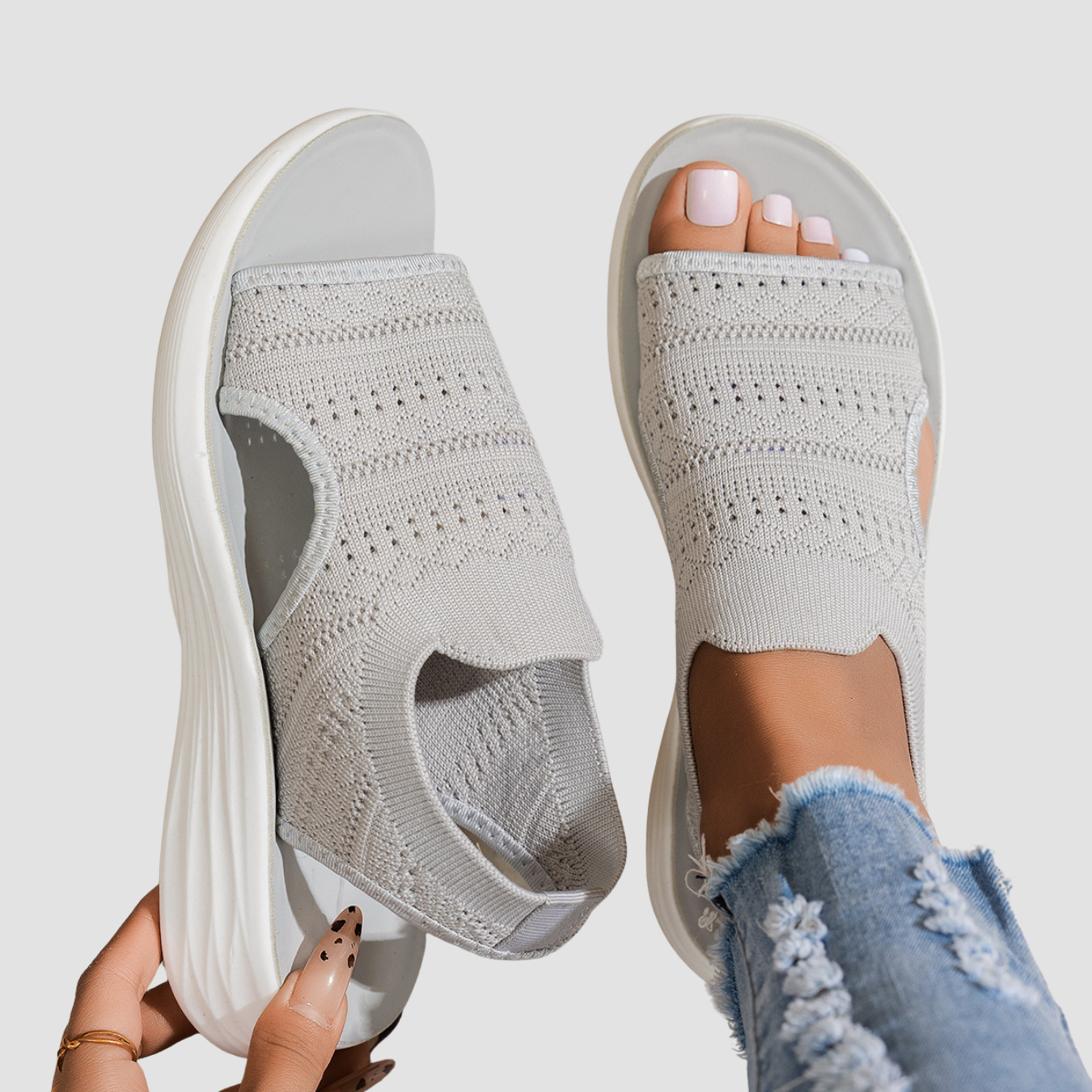 Sara | Sandalias con plataforma, de punto transpirable para mujer