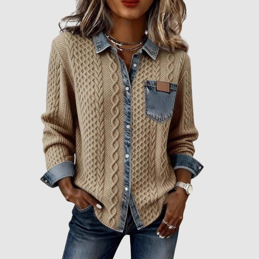 Tova | Knitted Patchwork Denim