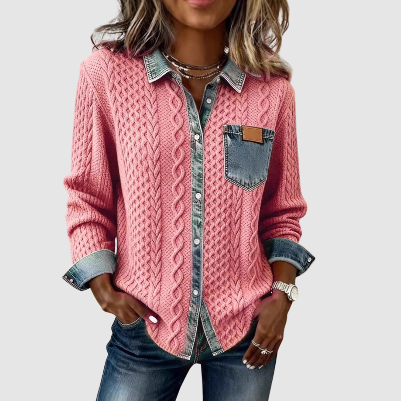 Tova | Knitted Patchwork Denim