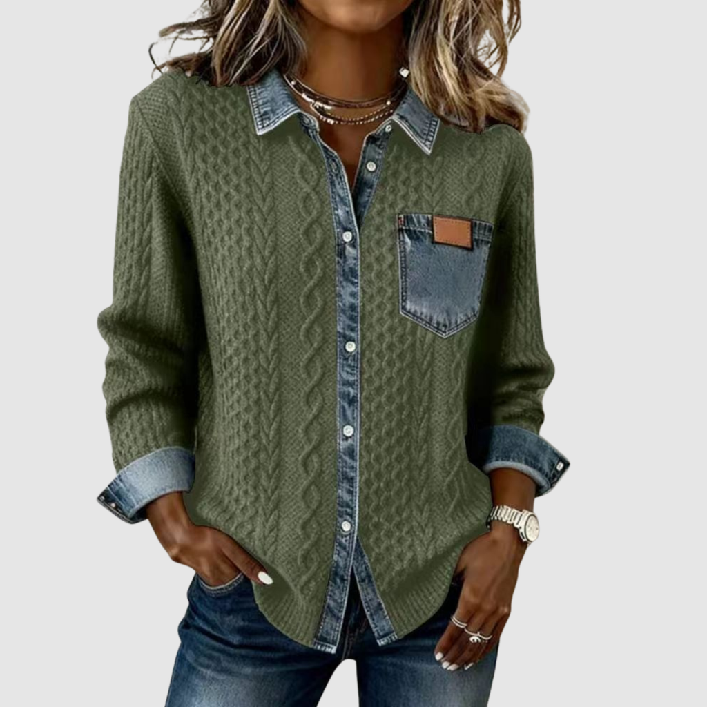 Tova | Knitted Patchwork Denim