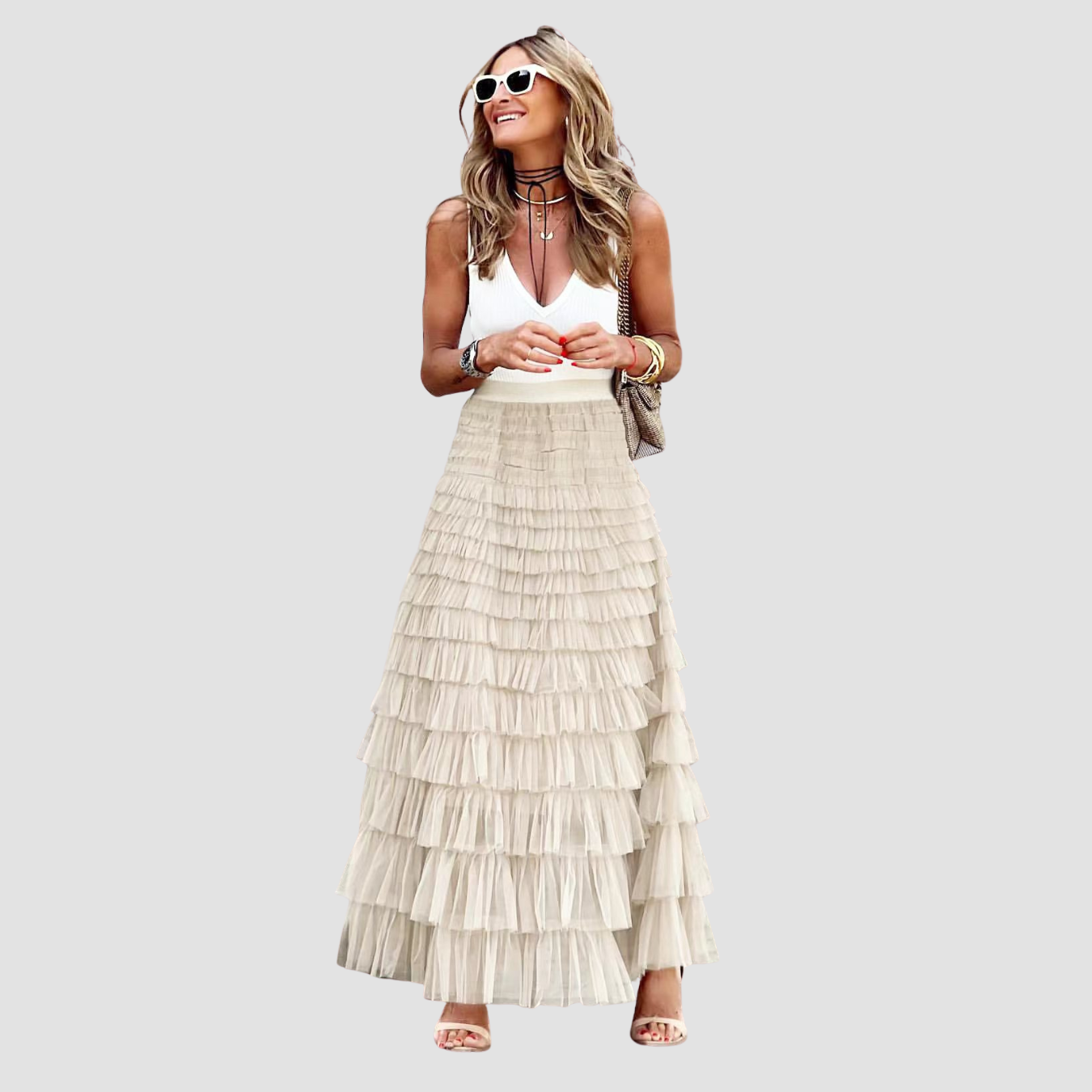 Naomi | Swing Mesh Long Skirt