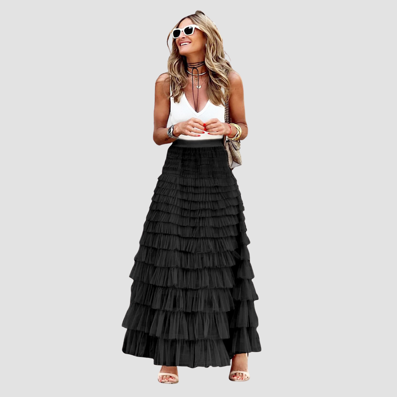 Naomi | Swing Mesh Long Skirt