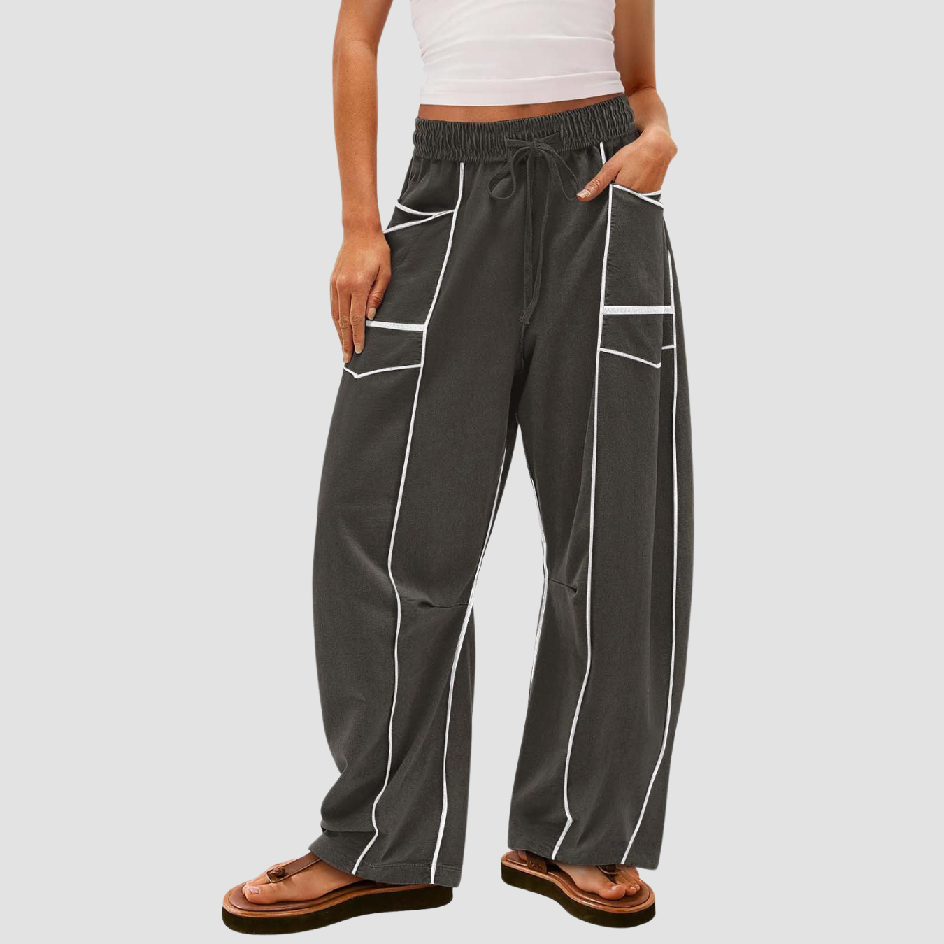 Noir | Striped Wide-leg Pants