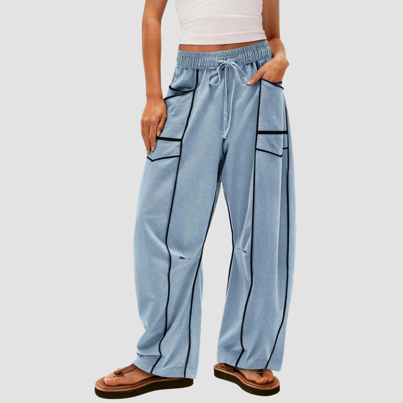 Noir | Striped Wide-leg Pants