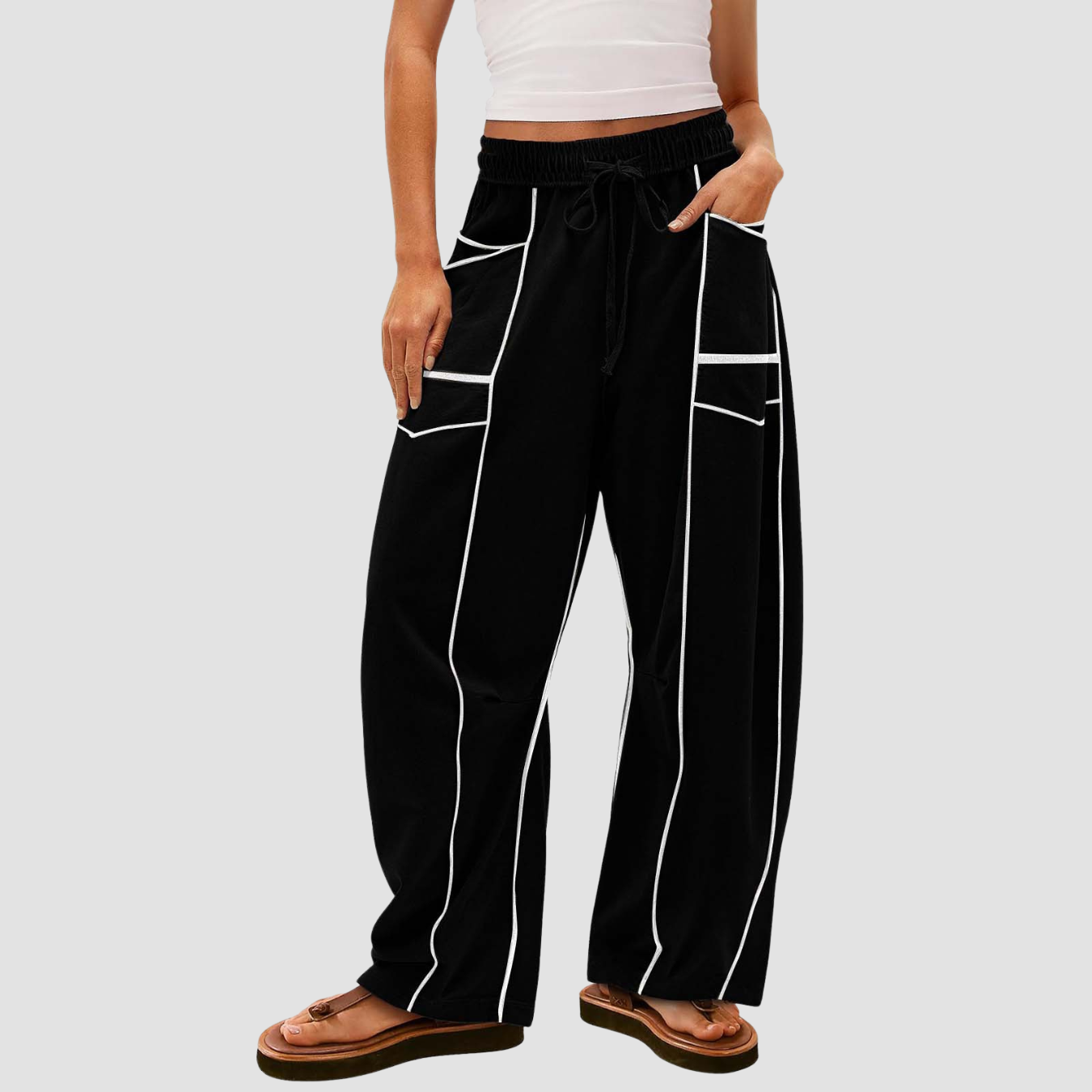 Noir | Striped Wide-leg Pants