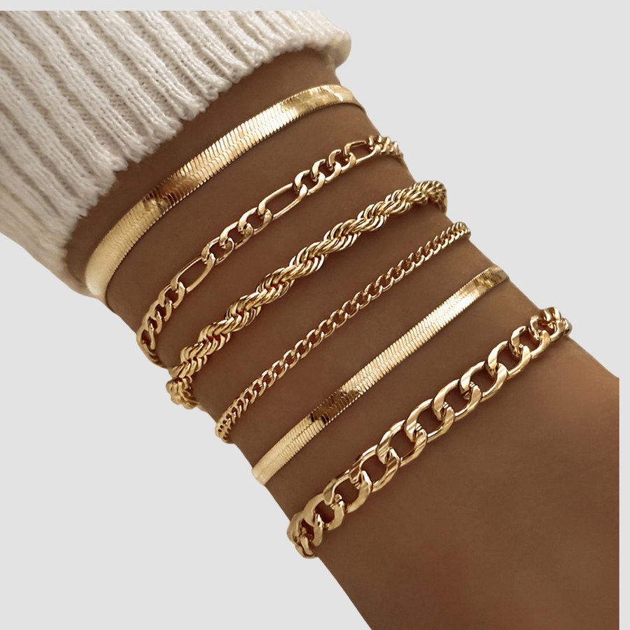 Mara | Pulsera de 6 piezas con cadena