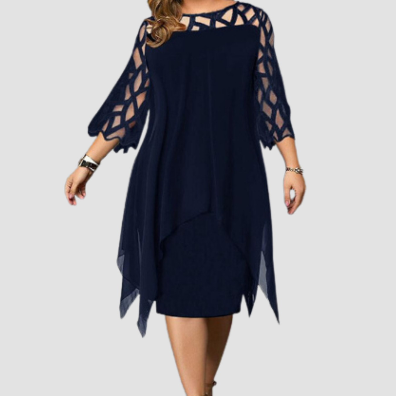 Novea | Lace Splicing Chiffon Dress