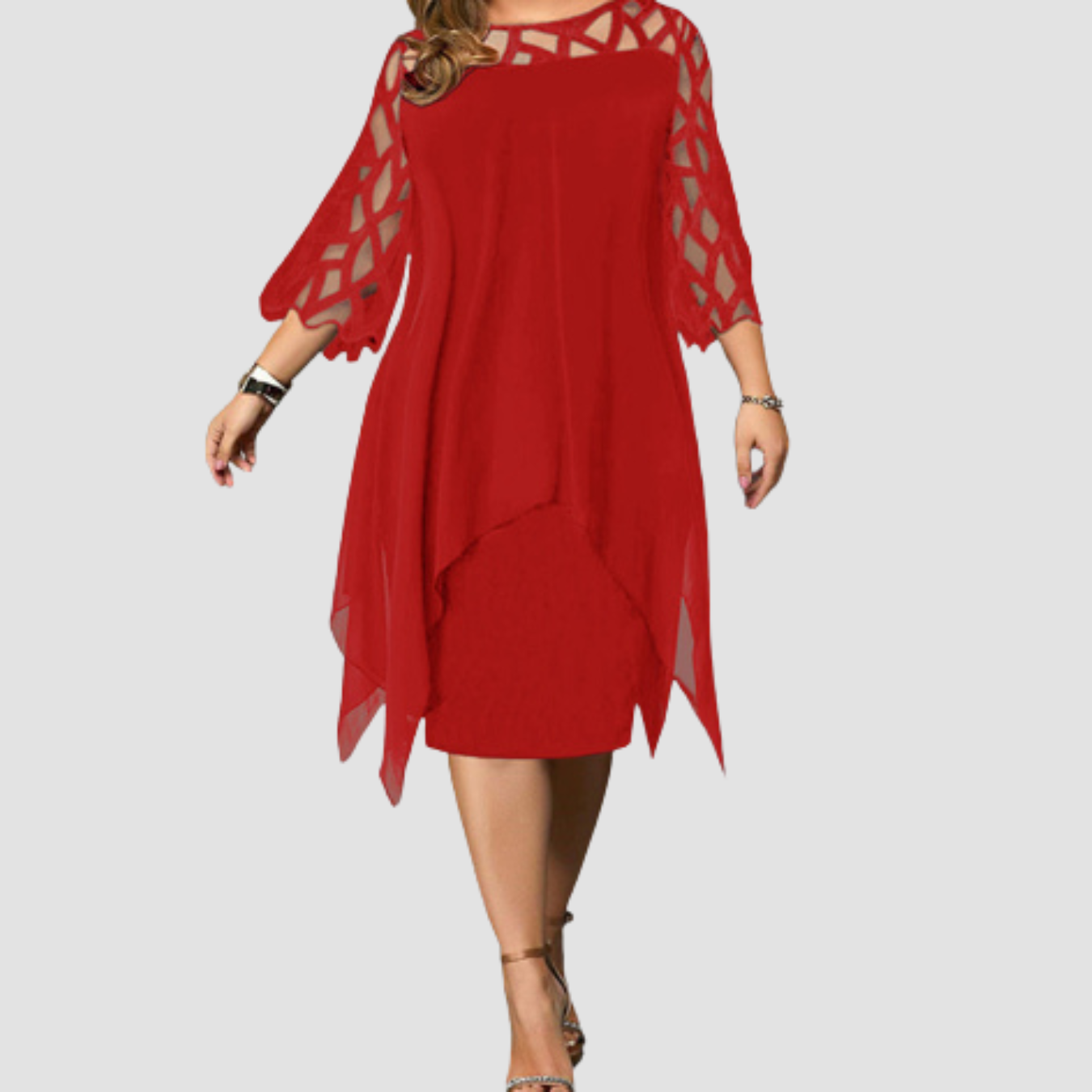 Novea | Lace Splicing Chiffon Dress