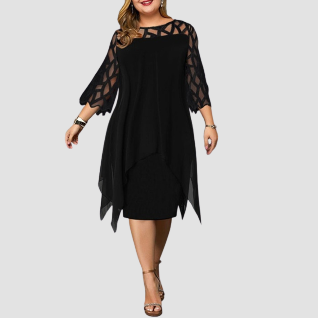 Novea | Lace Splicing Chiffon Dress