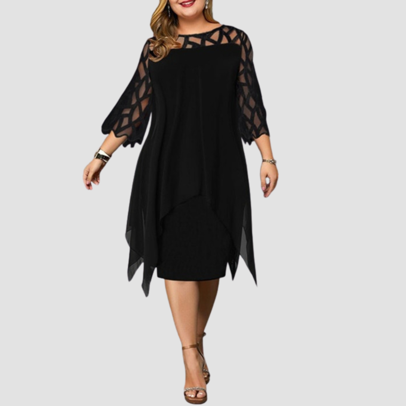 Novea | Lace Splicing Chiffon Dress