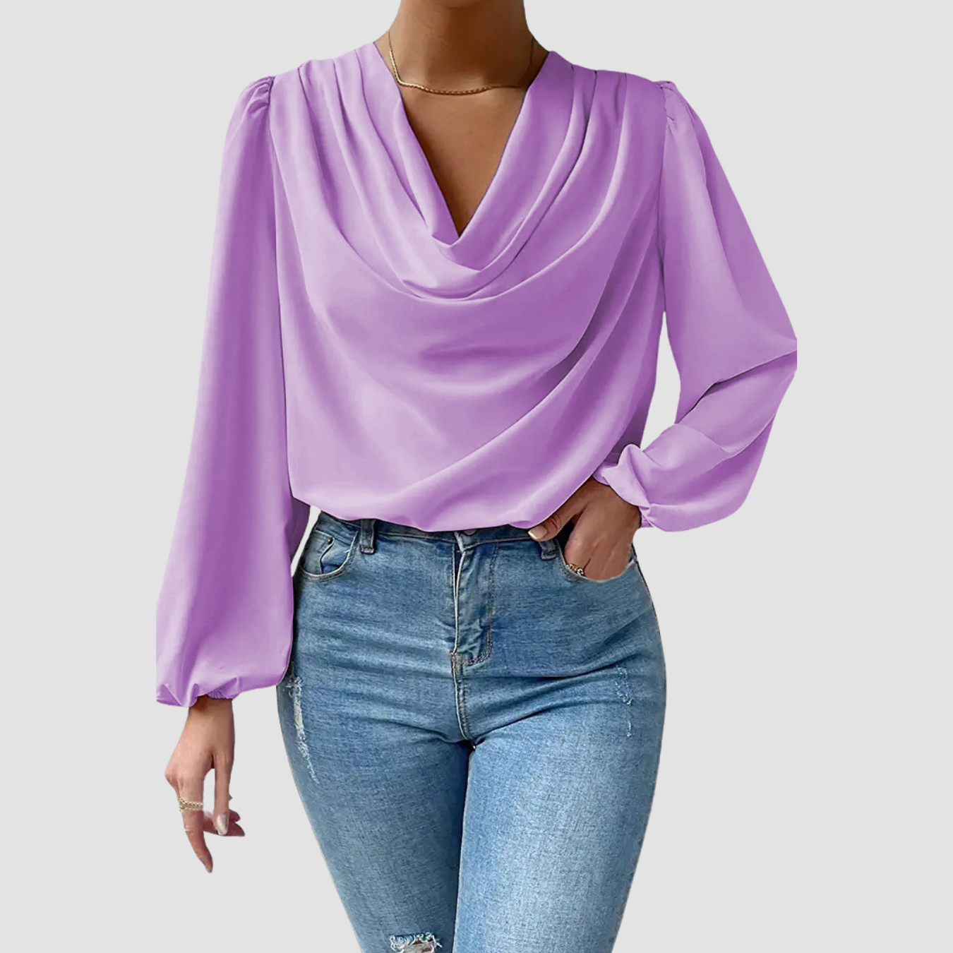 Ona | Draped V-neck Top