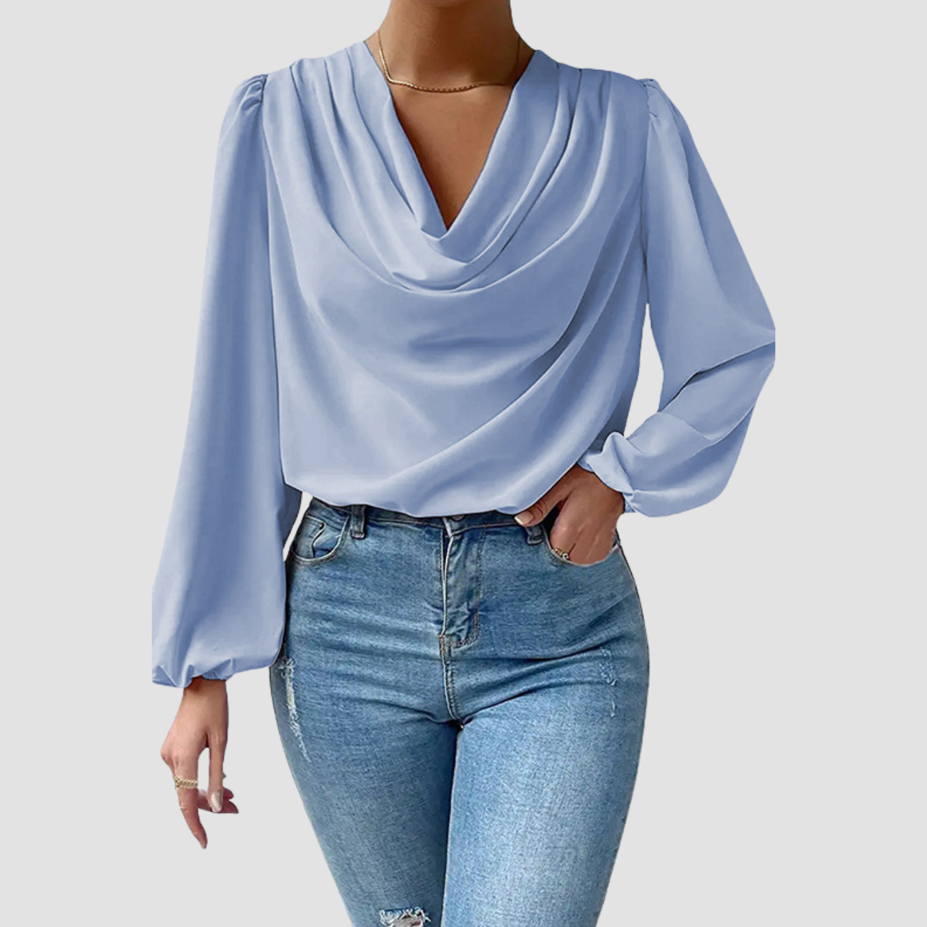 Ona | Draped V-neck Top