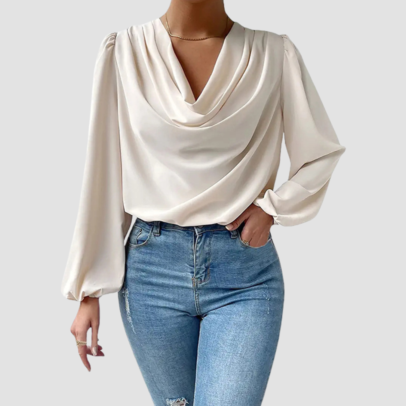 Ona | Draped V-neck Top
