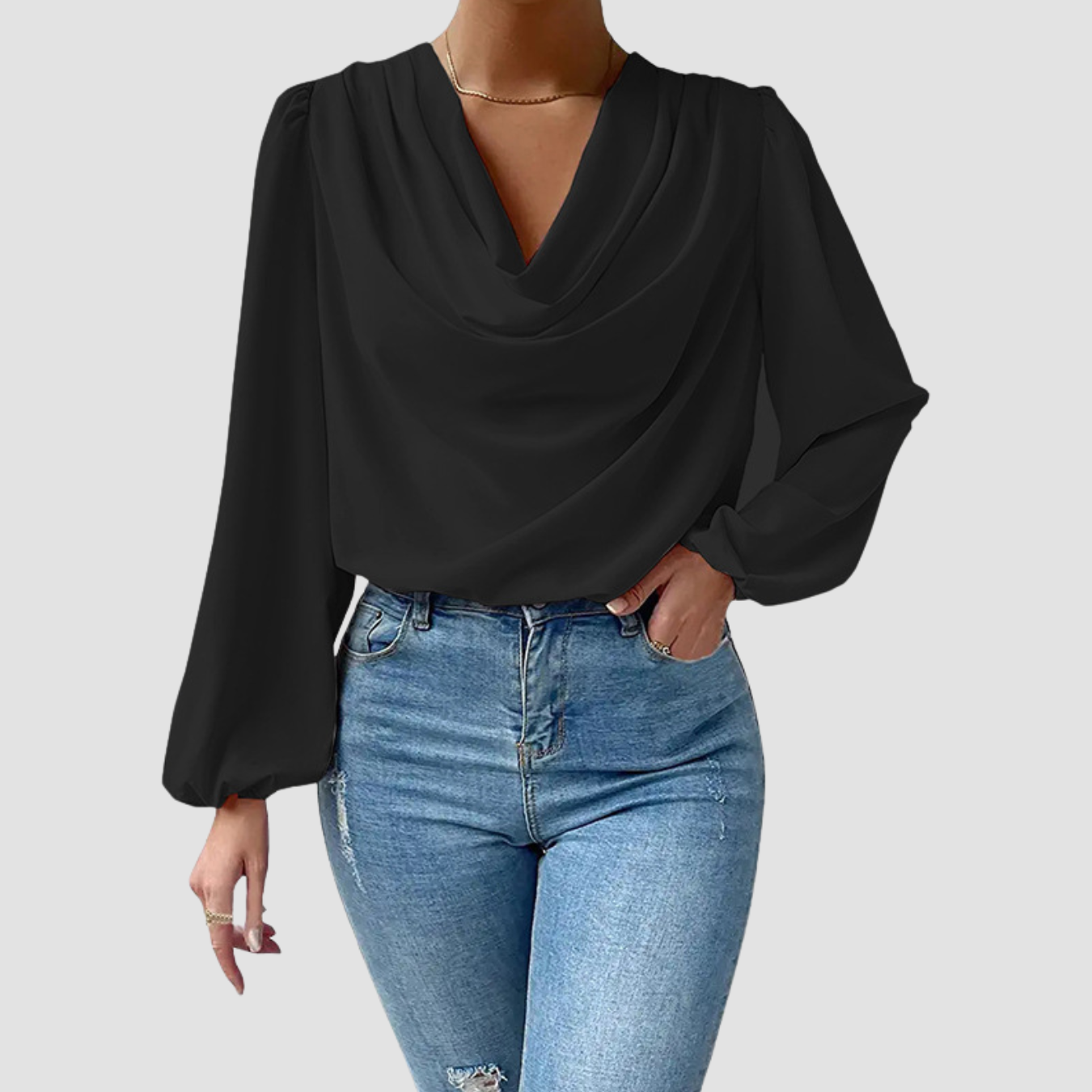 Ona | Draped V-neck Top