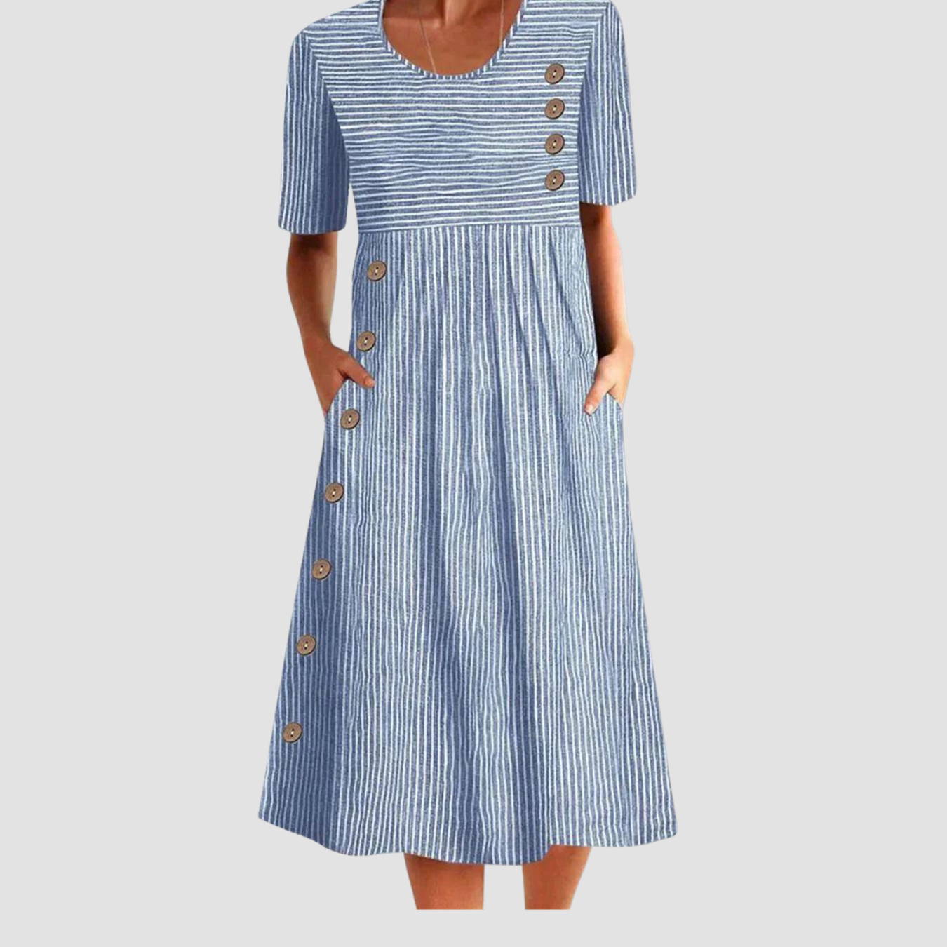 Novea | Pocket Button Long Dress