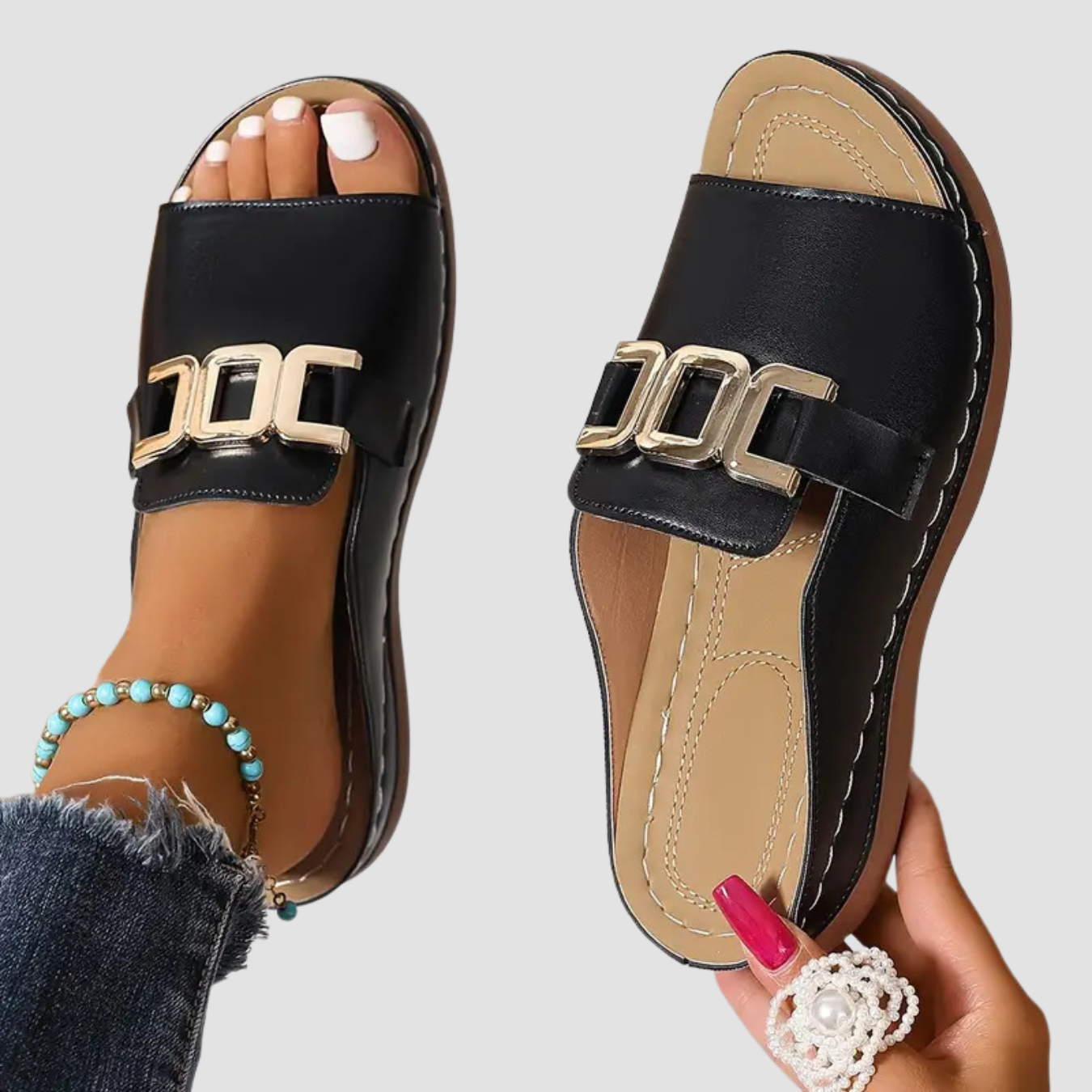 Rhea | Peep-toed Slippers