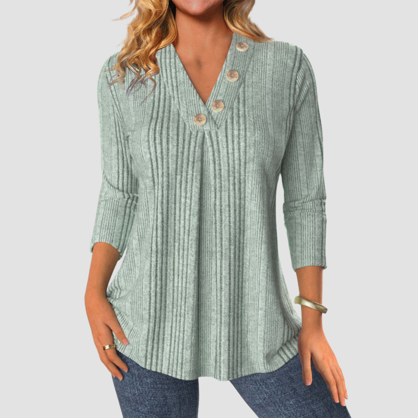 Cleo | V-neck Buttons Long Sleeve