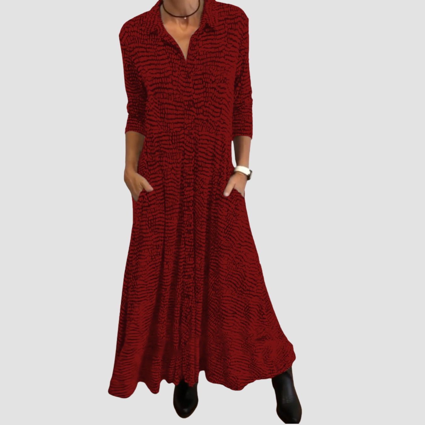 Novea | V-neck Long-sleeve Dress