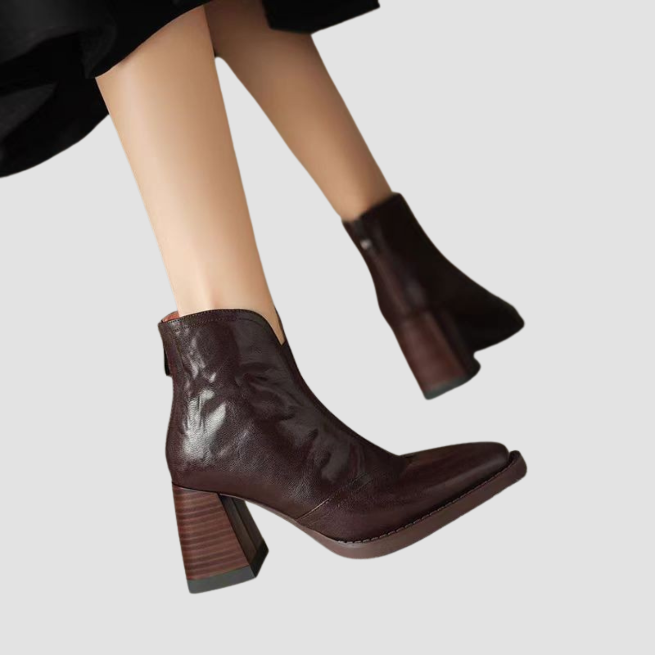 Kaia | Retro Square Toe Ankle Boots