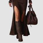 Novea | Zipper Square-neck Slit Maxi Dress