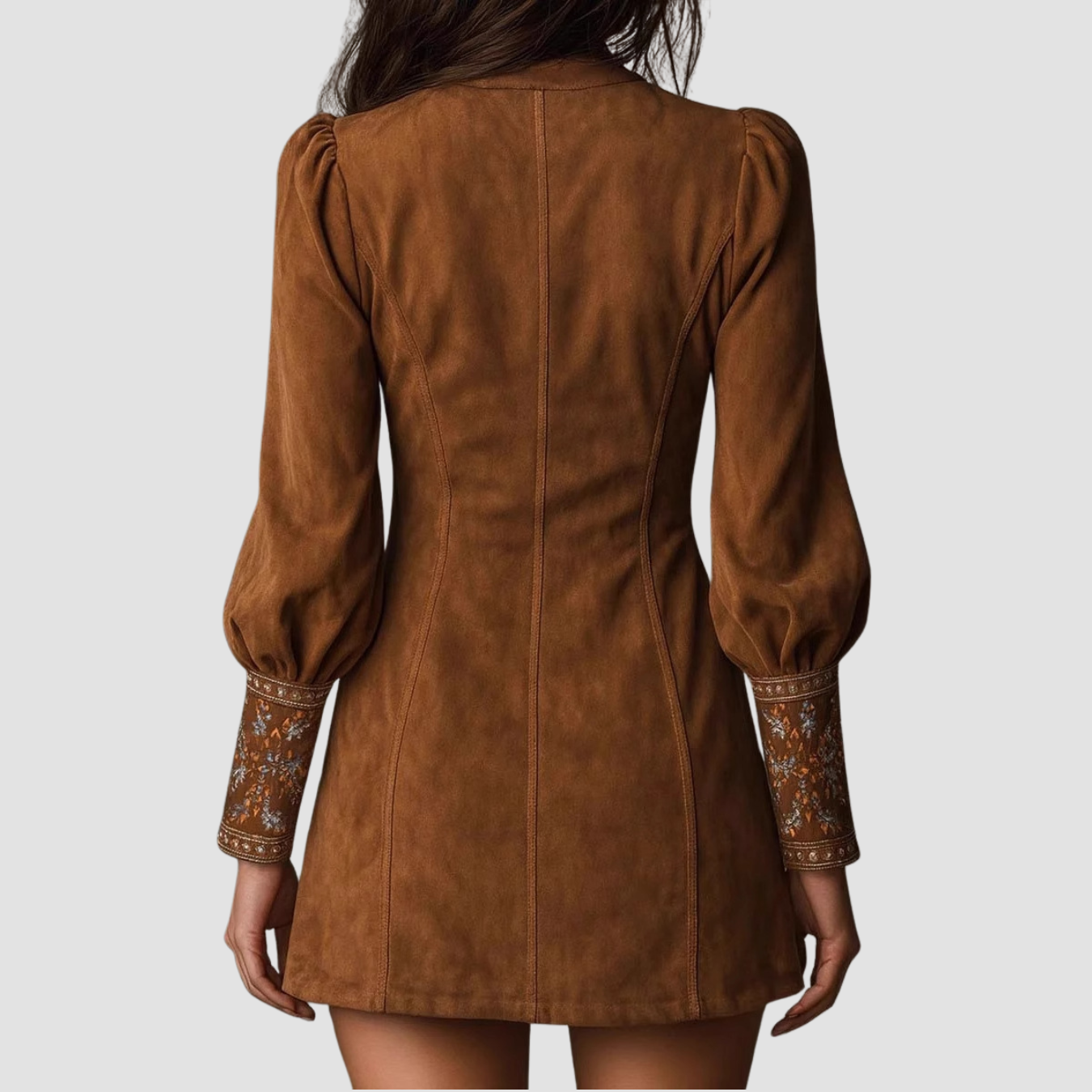 Amora | Long Sleeve V-neck Dress Embroidery