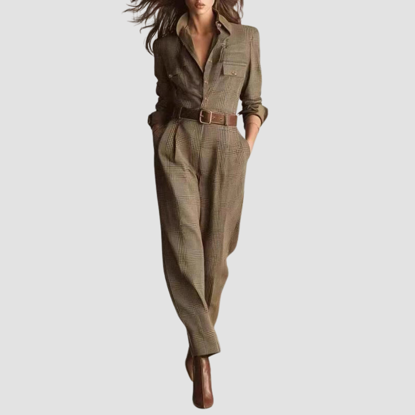 Nira | Chic Plaid Jumpsuit