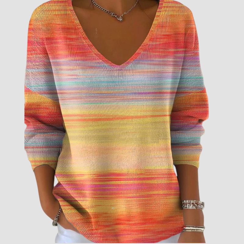 Lara | Gradient V-neck Long-sleeved