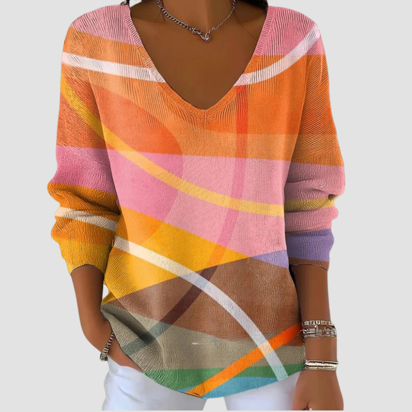 Lara | Gradient V-neck Long-sleeved