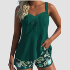 Carla | Traje de Baño de Rayas con Short de Playa