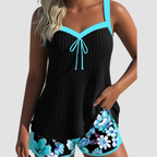 Carla | Traje de Baño de Rayas con Short de Playa