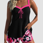 Carla | Traje de Baño de Rayas con Short de Playa