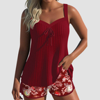 Carla | Traje de Baño de Rayas con Short de Playa