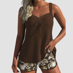 Carla | Traje de Baño de Rayas con Short de Playa