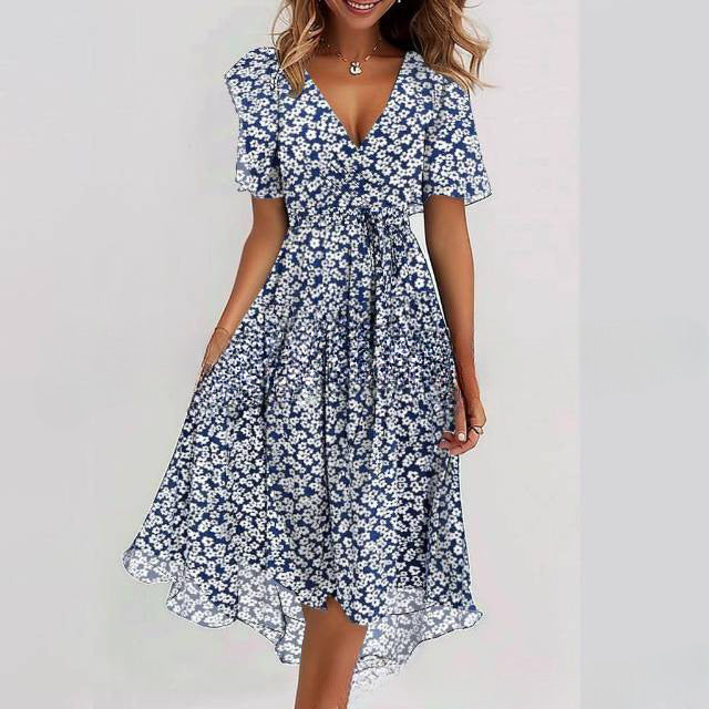 Amora | Flowers V-neck Dress Summer
