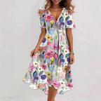 Amora | Flowers V-neck Dress Summer