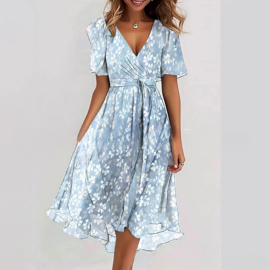 Amora | Flowers V-neck Dress Summer